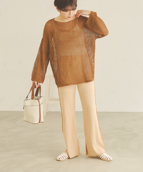 Ambre Neige(アンブルネージュ)の「メッシュ編みニットトップス/【WEB/EC限定商品】(ニット/セーター・レディース・アイボリー/モカ/キャメル・FREE)」の6枚目の写真