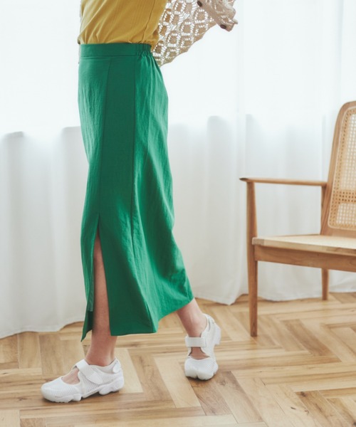 ANGIE VINTAGE by haru（アンジーヴィンテージバイハル）の「【haru_wearコラボ】リネンタッチスリットナロースカート（スカート・レディース・ブラック/ベージュ/ブラウン/ライム/グリーン・FREE）」の18枚目の写真