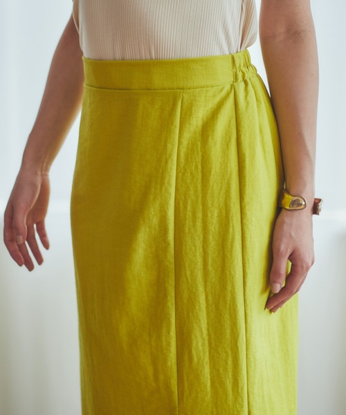 ANGIE VINTAGE by haru（アンジーヴィンテージバイハル）の「【haru_wearコラボ】リネンタッチスリットナロースカート（スカート・レディース・ブラック/ベージュ/ブラウン/ライム/グリーン・FREE）」の9枚目の写真