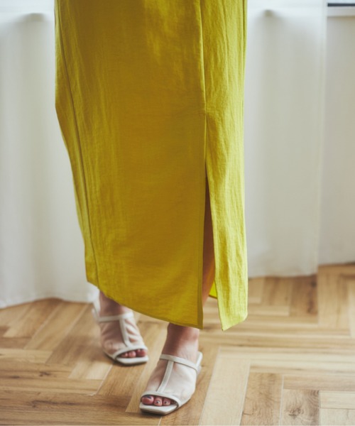 ANGIE VINTAGE by haru（アンジーヴィンテージバイハル）の「【haru_wearコラボ】リネンタッチスリットナロースカート（スカート・レディース・ブラック/ベージュ/ブラウン/ライム/グリーン・FREE）」の10枚目の写真
