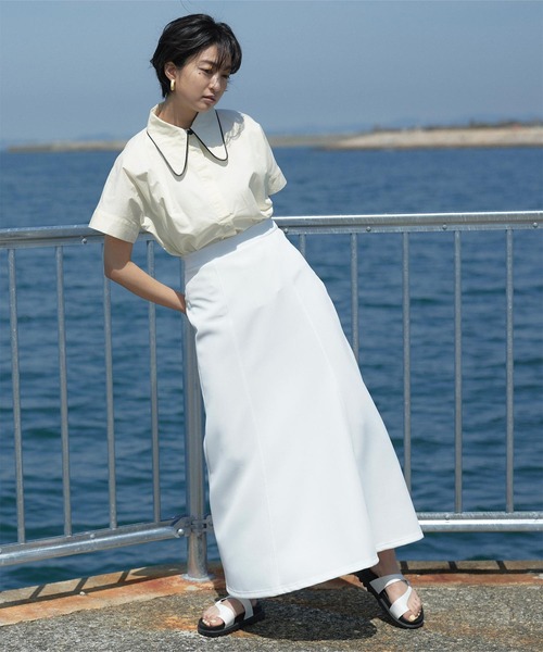 miette（ミエット）の「パイピングビッグカラーシャツ（シャツ/ブラウス・レディース・ホワイト系その他/ブルー/グリーン/ブラック・FREE）」の7枚目の写真