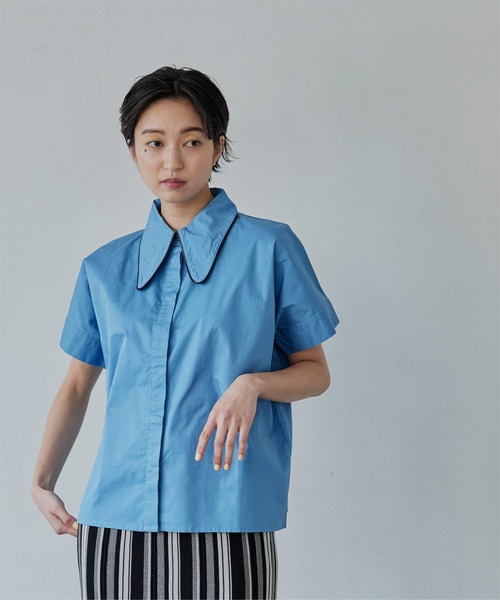 miette（ミエット）の「パイピングビッグカラーシャツ（シャツ/ブラウス・レディース・ホワイト系その他/ブルー/グリーン/ブラック・FREE）」の11枚目の写真