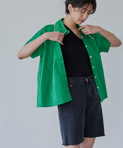 miette（ミエット）の「パイピングビッグカラーシャツ（シャツ/ブラウス・レディース・ホワイト系その他/ブルー/グリーン/ブラック・FREE）」の20枚目の写真