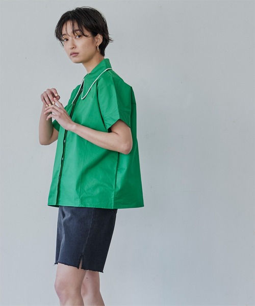 新品 未使用 TTT MSW 2024SS パイピング 半袖シャツ グリーン M 新品 未使用 TTT MSW 2024SS パイピング 半袖シャツ グリーン M