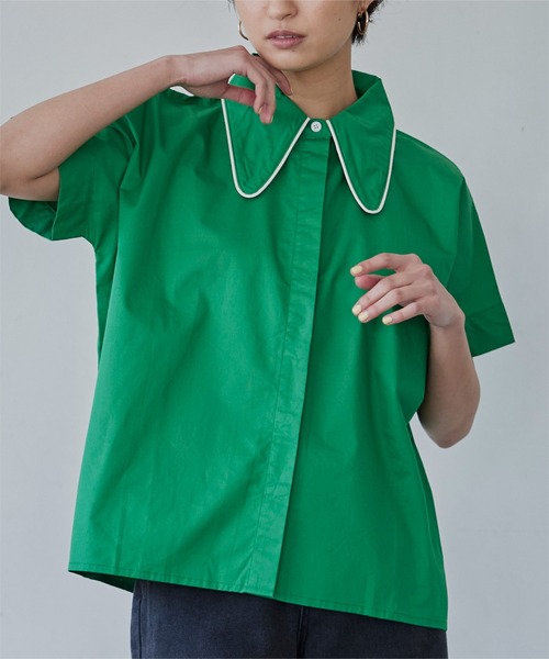 miette（ミエット）の「パイピングビッグカラーシャツ（シャツ/ブラウス・レディース・ホワイト系その他/ブルー/グリーン/ブラック・FREE）」の18枚目の写真