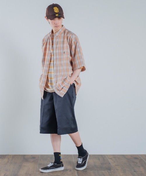 improves（インプローブス）の「ワンポイント 刺しゅう 半袖 レギュラーカラー チェックシャツ（シャツ/ブラウス・メンズ・ブルー/オレンジ/グリーン・LARGE/MEDIUM）」の17枚目の写真