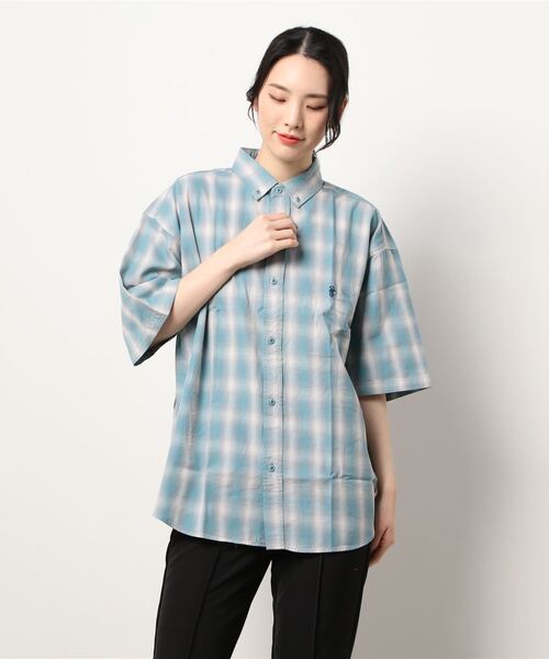 improves（インプローブス）の「ワンポイント 刺しゅう 半袖 レギュラーカラー チェックシャツ（シャツ/ブラウス・メンズ・ブルー/オレンジ/グリーン・LARGE/MEDIUM）」の18枚目の写真