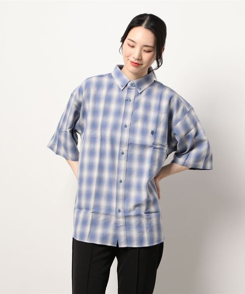 improves（インプローブス）の「ワンポイント 刺しゅう 半袖 レギュラーカラー チェックシャツ（シャツ/ブラウス・メンズ・ブルー/オレンジ/グリーン・LARGE/MEDIUM）」の19枚目の写真