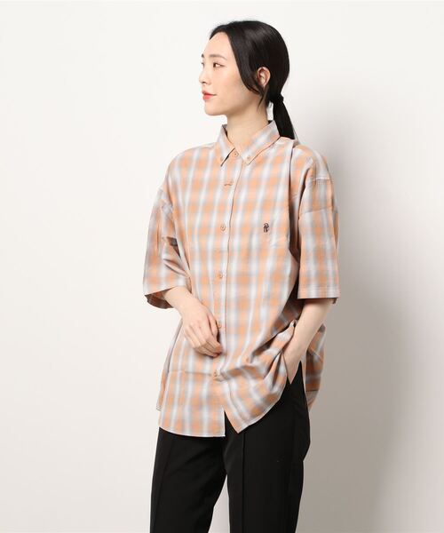 improves（インプローブス）の「ワンポイント 刺しゅう 半袖 レギュラーカラー チェックシャツ（シャツ/ブラウス・メンズ・ブルー/オレンジ/グリーン・LARGE/MEDIUM）」の20枚目の写真