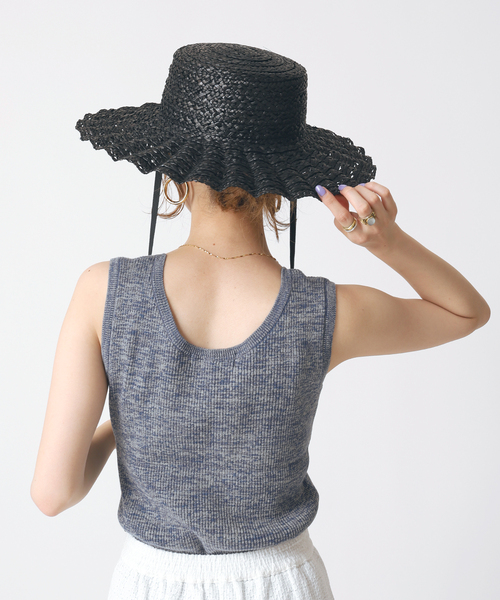 B.C STOCK（ベーセーストック）の「【Casselini/キャセリーニ】スカシナミナミハット（ハット・レディース・ブラック/ベージュ・FREE）」の2枚目の写真