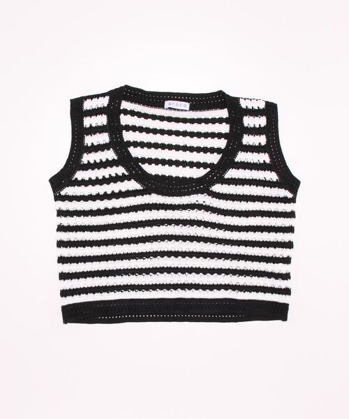 VitaFelice（ヴィータフェリーチェ）の「パンチングボーダーショート丈ベスト（ベスト・レディース・ブラック/ベージュ/ホワイト・FREE）」の14枚目の写真