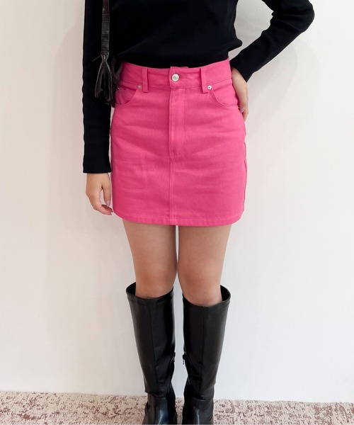 EPIMI E'PIMMY（エピミエピミー）の「オリジナルパッチカラーデニムスカート（デニムスカート・レディース・ブラック/ネイビー/ピンク/ブルー/グリーン・SMALL/MEDIUM）」の5枚目の写真