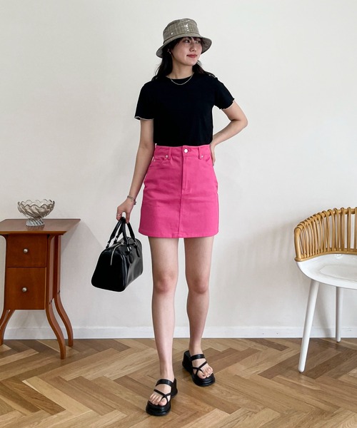 EPIMI E'PIMMY（エピミエピミー）の「オリジナルパッチカラーデニムスカート（デニムスカート・レディース・ブラック/ネイビー/ピンク/ブルー/グリーン・SMALL/MEDIUM）」の7枚目の写真