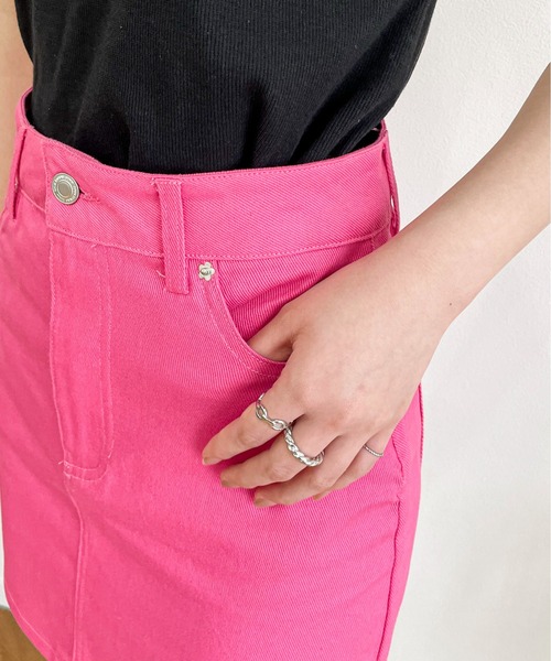 EPIMI E'PIMMY（エピミエピミー）の「オリジナルパッチカラーデニムスカート（デニムスカート・レディース・ブラック/ネイビー/ピンク/ブルー/グリーン・SMALL/MEDIUM）」の16枚目の写真