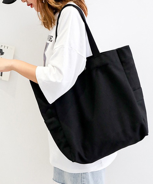 clarity blanc(クラリティーブラン)の「ビッグサイズ キャンバス トートバッグ(トートバッグ・レディース・アイボリー/グリーン/イエロー/ブラック・FREE)」の3枚目の写真