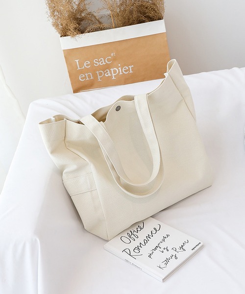 clarity blanc(クラリティーブラン)の「ビッグサイズ キャンバス トートバッグ(トートバッグ・レディース・アイボリー/グリーン/イエロー/ブラック・FREE)」の9枚目の写真
