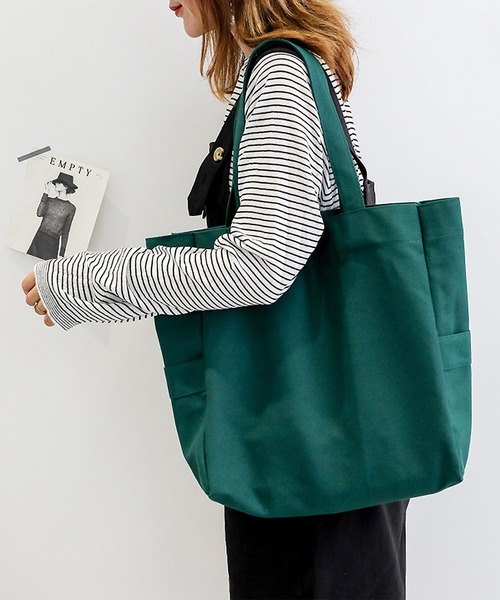 clarity blanc(クラリティーブラン)の「ビッグサイズ キャンバス トートバッグ(トートバッグ・レディース・アイボリー/グリーン/イエロー/ブラック・FREE)」の12枚目の写真