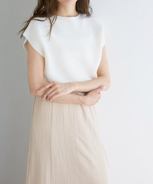 横リブフレンチスリーブニット