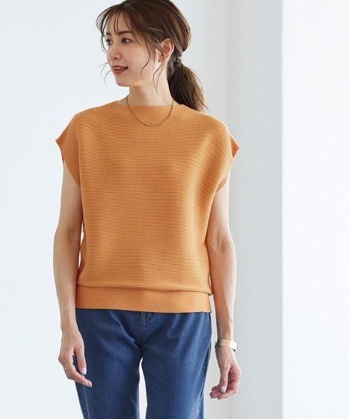 横リブフレンチスリーブニット