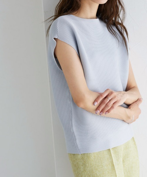 横リブフレンチスリーブニット