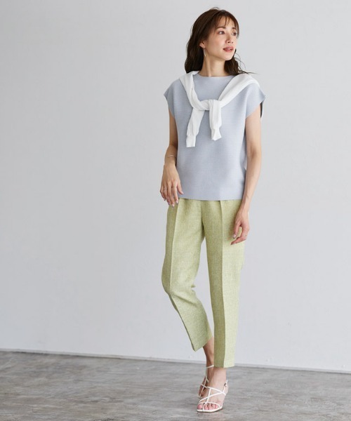 横リブフレンチスリーブニット