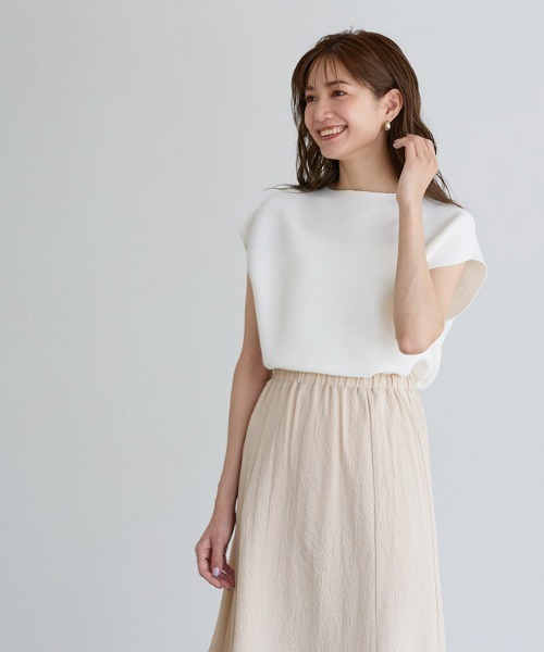 横リブフレンチスリーブニット