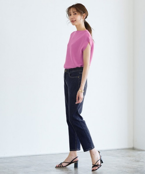 横リブフレンチスリーブニット