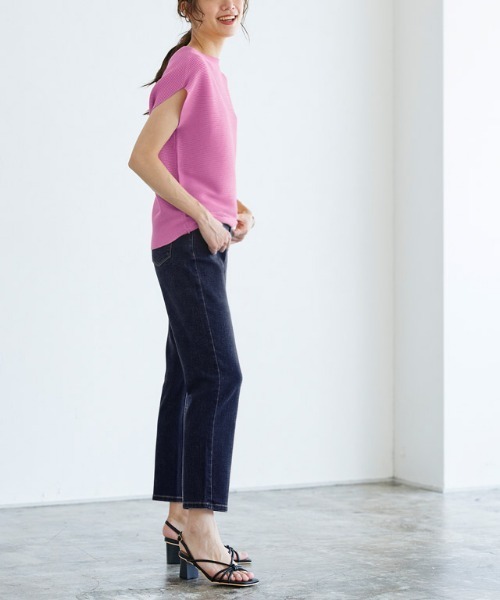 横リブフレンチスリーブニット