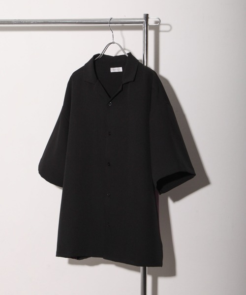 NILWAY（ニルウェイ）の「配色サイドラインドレープオーバーサイズオープンカラートラックシャツ（シャツ/ブラウス・メンズ・ブラック/アイボリー/グリーン・LARGE/MEDIUM）」の4枚目の写真