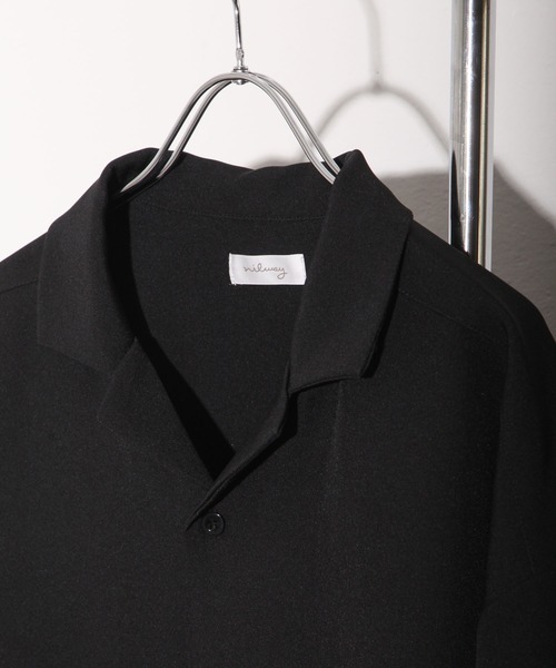 NILWAY（ニルウェイ）の「配色サイドラインドレープオーバーサイズオープンカラートラックシャツ（シャツ/ブラウス・メンズ・ブラック/アイボリー/グリーン・LARGE/MEDIUM）」の5枚目の写真