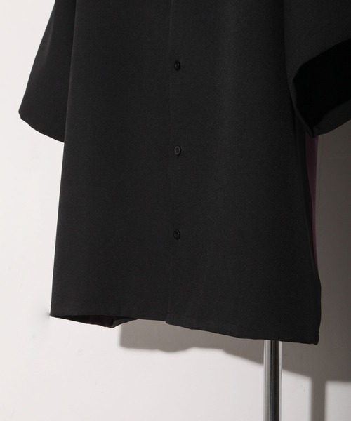 NILWAY（ニルウェイ）の「配色サイドラインドレープオーバーサイズオープンカラートラックシャツ（シャツ/ブラウス・メンズ・ブラック/アイボリー/グリーン・LARGE/MEDIUM）」の6枚目の写真