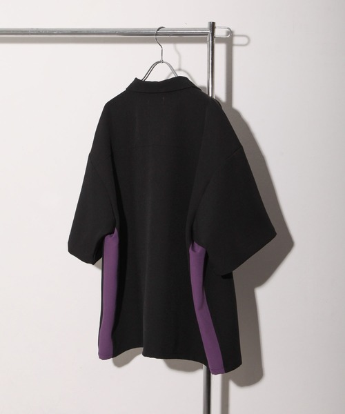 NILWAY（ニルウェイ）の「配色サイドラインドレープオーバーサイズオープンカラートラックシャツ（シャツ/ブラウス・メンズ・ブラック/アイボリー/グリーン・LARGE/MEDIUM）」の8枚目の写真