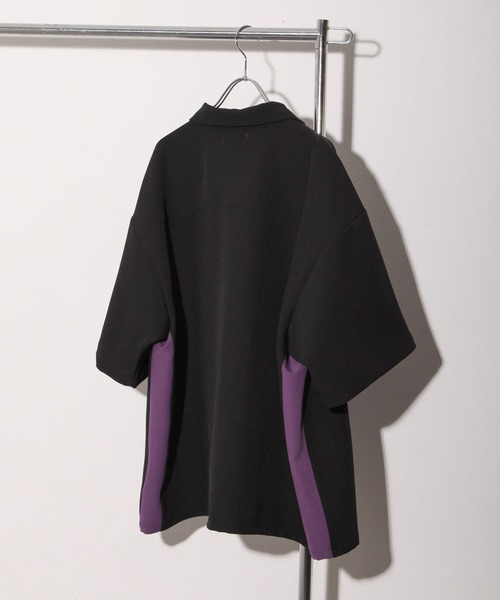 NILWAY（ニルウェイ）の「配色サイドラインドレープオーバーサイズオープンカラートラックシャツ（シャツ/ブラウス・メンズ・ブラック/アイボリー/グリーン・LARGE/MEDIUM）」の12枚目の写真