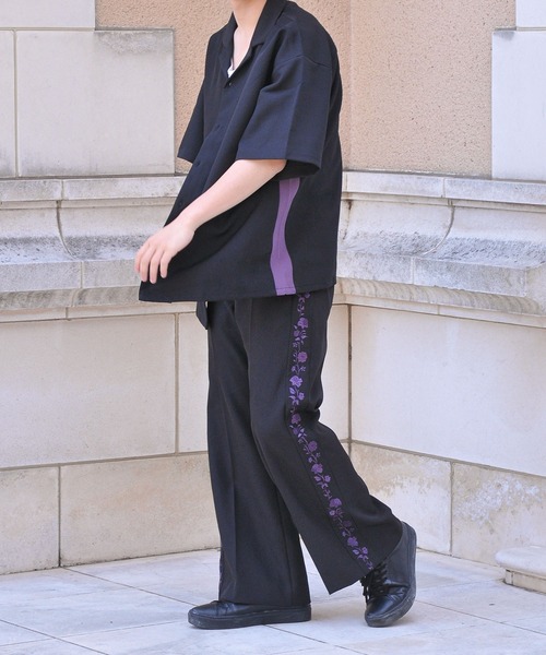 NILWAY（ニルウェイ）の「配色サイドラインドレープオーバーサイズオープンカラートラックシャツ（シャツ/ブラウス・メンズ・ブラック/アイボリー/グリーン・LARGE/MEDIUM）」の17枚目の写真