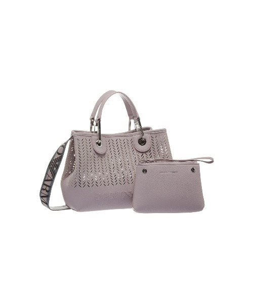 EMPORIO ARMANI（エンポリオアルマーニ）の「【エンポリオ アルマーニ】MyEA スモール パーフォレーション シェブロンモチーフ（ショルダーバッグ・レディース・オフホワイト/ライトピンク・FREE）」の4枚目の写真