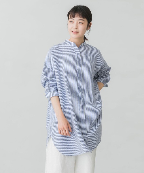 かぐれ（カグレ）の「リネン7分袖ビッグシャツ（シャツ/ブラウス