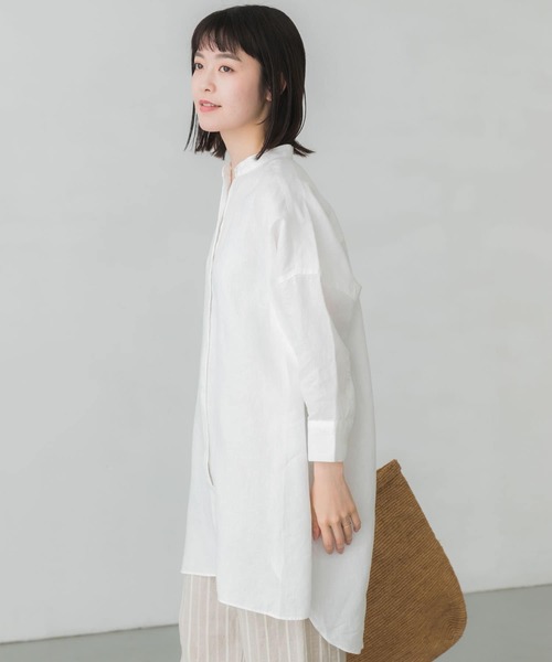 かぐれ（カグレ）の「リネン7分袖ビッグシャツ（シャツ/ブラウス