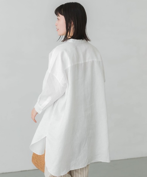かぐれ（カグレ）の「リネン7分袖ビッグシャツ（シャツ/ブラウス