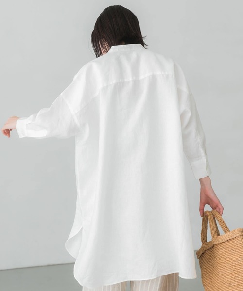 かぐれ（カグレ）の「リネン7分袖ビッグシャツ（シャツ/ブラウス