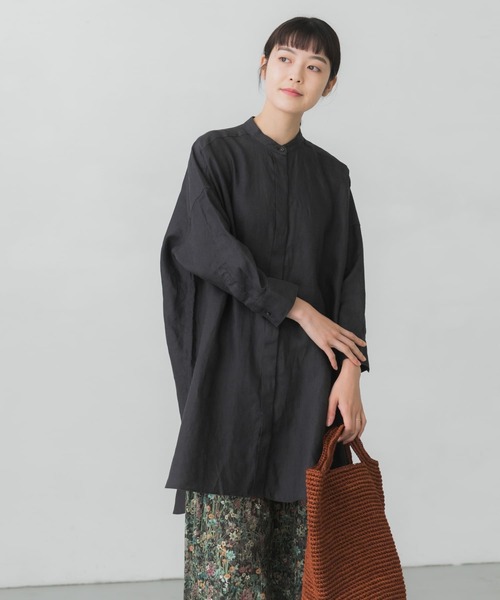 かぐれ（カグレ）の「リネン7分袖ビッグシャツ（シャツ/ブラウス