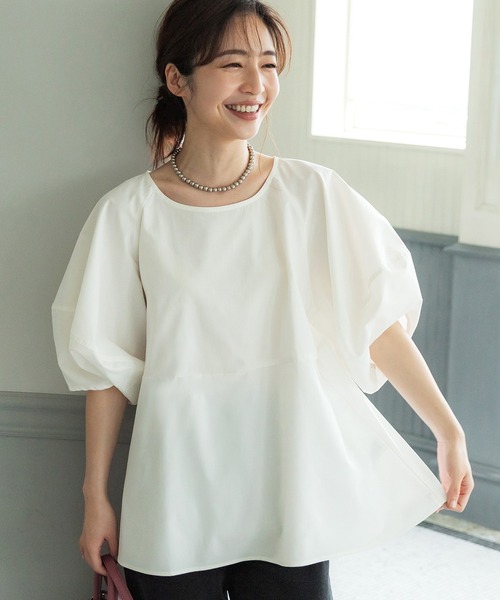 ボリュームスリーブ半袖ブラウス