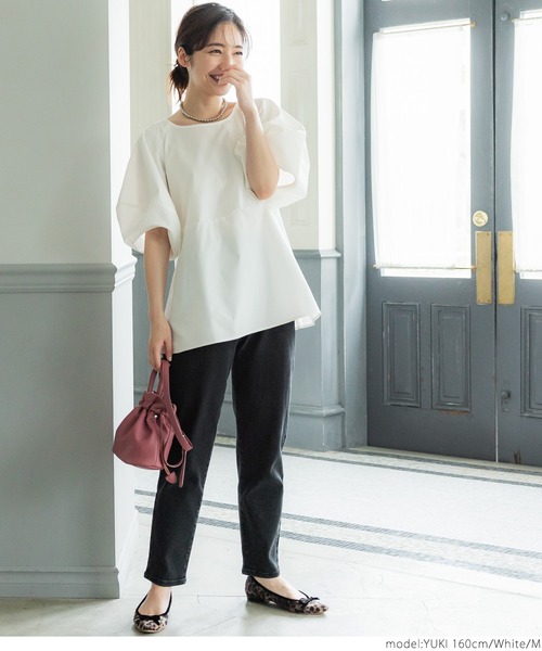 ボリュームスリーブ半袖ブラウス