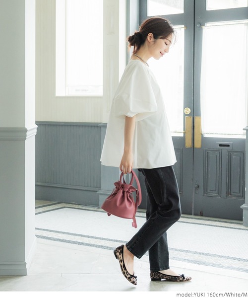 ボリュームスリーブ半袖ブラウス