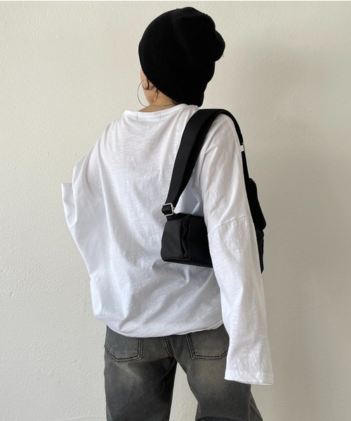wee9s(ウィークス)の「loose fit telotelon tee / 絶妙な透け感が使いやすいルーズフィットテロンテロンティーシャツ(Tシャツ/カットソー・レディース・アイボリー/ブルー/ピンク/オレンジ/ブラック/ホワイト・FREE)」の1枚目の写真