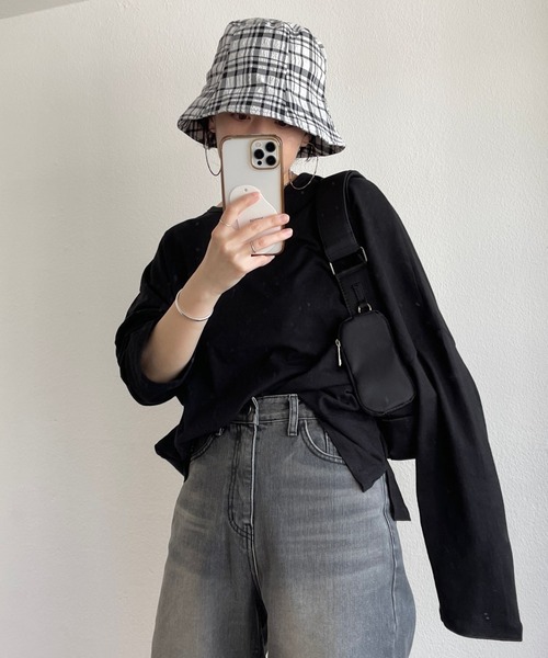 wee9s(ウィークス)の「loose fit telotelon tee / 絶妙な透け感が使いやすいルーズフィットテロンテロンティーシャツ(Tシャツ/カットソー・レディース・アイボリー/ブルー/ピンク/オレンジ/ブラック/ホワイト・FREE)」の3枚目の写真