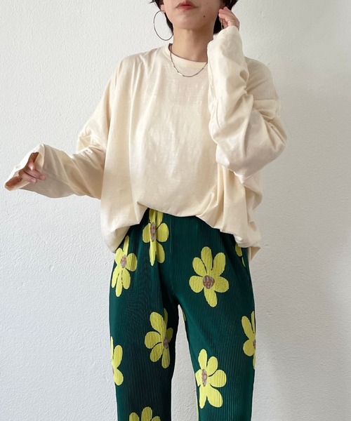 wee9s(ウィークス)の「loose fit telotelon tee / 絶妙な透け感が使いやすいルーズフィットテロンテロンティーシャツ(Tシャツ/カットソー・レディース・アイボリー/ブルー/ピンク/オレンジ/ブラック/ホワイト・FREE)」の18枚目の写真