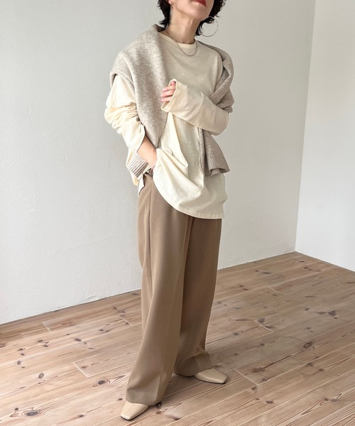 wee9s(ウィークス)の「loose fit telotelon tee / 絶妙な透け感が使いやすいルーズフィットテロンテロンティーシャツ(Tシャツ/カットソー・レディース・アイボリー/ブルー/ピンク/オレンジ/ブラック/ホワイト・FREE)」の7枚目の写真