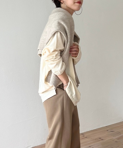 wee9s(ウィークス)の「loose fit telotelon tee / 絶妙な透け感が使いやすいルーズフィットテロンテロンティーシャツ(Tシャツ/カットソー・レディース・アイボリー/ブルー/ピンク/オレンジ/ブラック/ホワイト・FREE)」の14枚目の写真