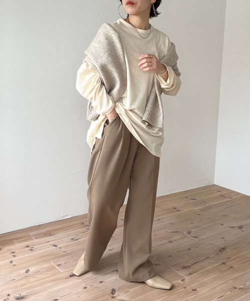 wee9s(ウィークス)の「loose fit telotelon tee / 絶妙な透け感が使いやすいルーズフィットテロンテロンティーシャツ(Tシャツ/カットソー・レディース・アイボリー/ブルー/ピンク/オレンジ/ブラック/ホワイト・FREE)」の15枚目の写真