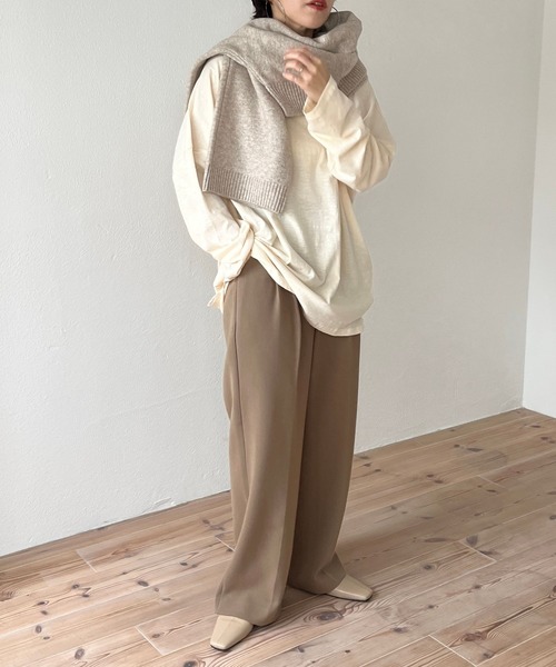 wee9s(ウィークス)の「loose fit telotelon tee / 絶妙な透け感が使いやすいルーズフィットテロンテロンティーシャツ(Tシャツ/カットソー・レディース・アイボリー/ブルー/ピンク/オレンジ/ブラック/ホワイト・FREE)」の8枚目の写真